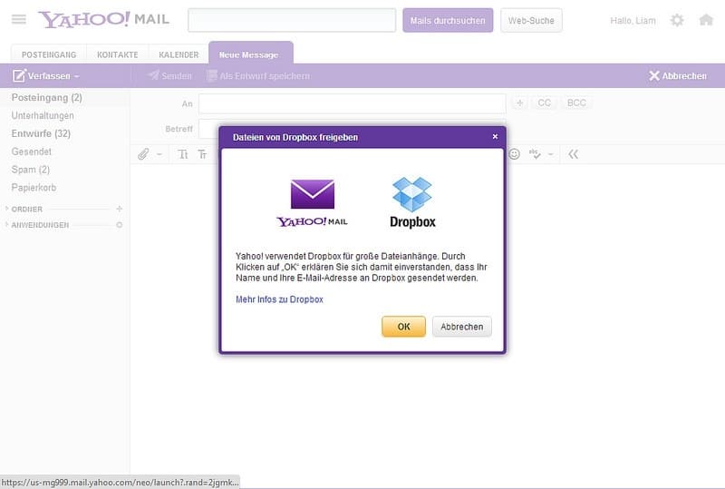 Media Alert: Yahoo! Mail integriert Dropbox